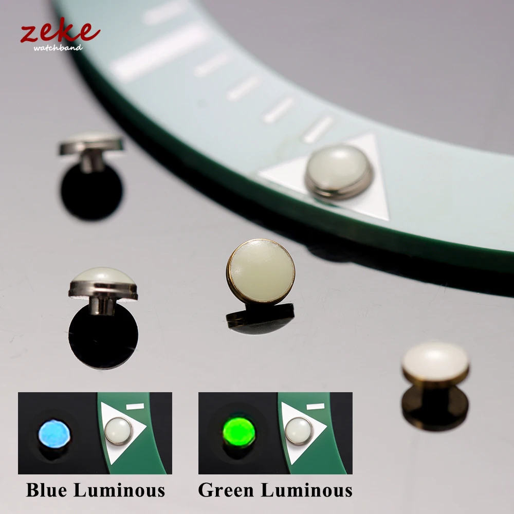 1/2 Stück Uhrenlünetteneinsatz 12 Uhr Lume Pearl Dot Mod Teile Weiße Perlen Blau Grün Leuchtend Pip Ersatz Ersatzzubehör Image