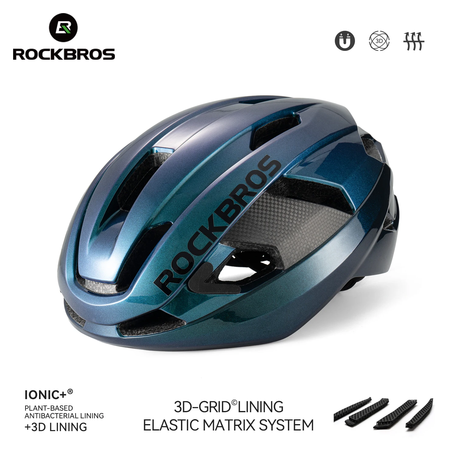 ROCKBROS Fahrradhelm leicht atmungsaktiv integral geformter Helm Magnetschnalle hochfester Kohlefaser-Fahrradhelm Image