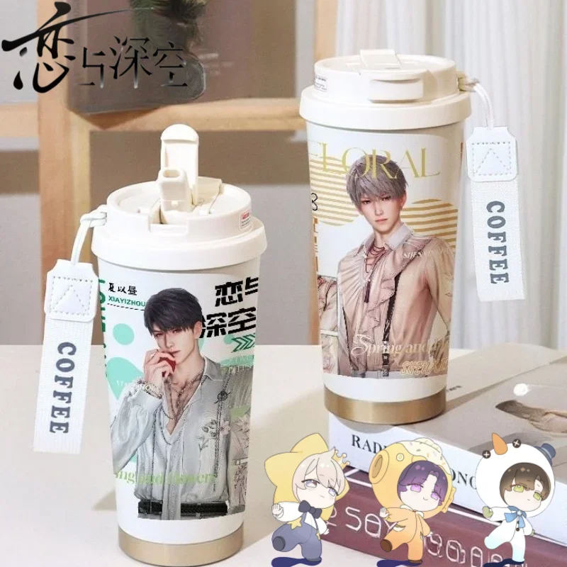 Love and Deepspace Caleb Sylus Rafayel Zayne Xavier Cartoon Zweidimensionaler Wasserbecher Kreatives Spiel Peripherie-Thermosbecher Geschenk Image