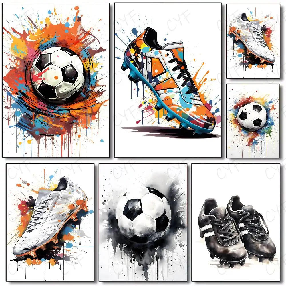 G-Graffiti Fußballschuhe, modernes Kunstposter, Kunstmalerei, Poster mit Drucken, Zuhause, Schlafzimmer, Wohnzimmer, Dekoration, Geschenk