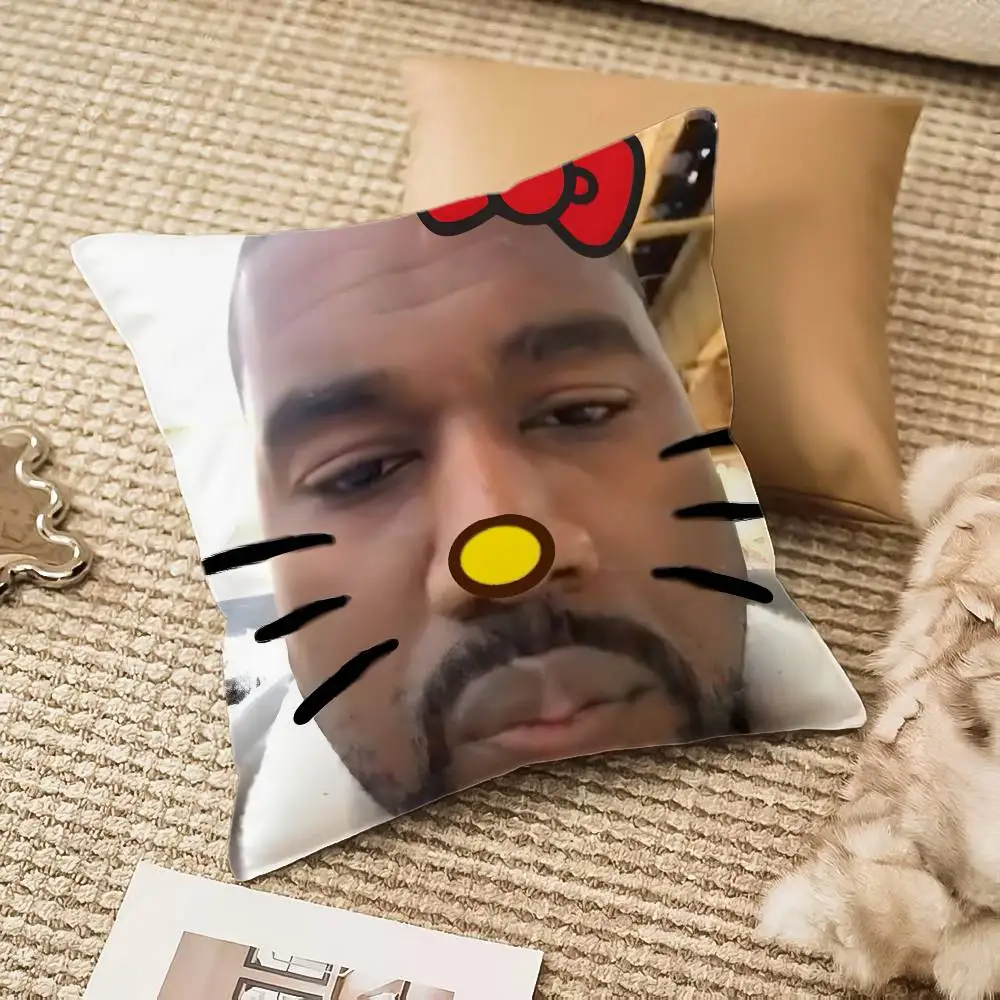Super lustiger K-Kanyes W-Wests Kissenbezug, Anti-Dustmite-Kissenbezug, unsichtbarer Reißverschluss, seidiges Plüschsofa Image
