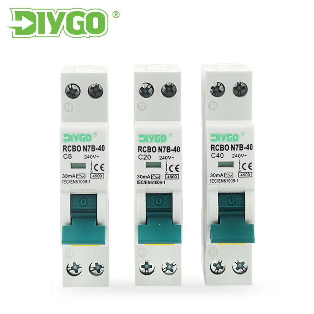 RCBO N7B-40 30 mA elektronischer Typ 1P+N 240 V 4,5 KA 6 kA Fehlerstromschutzschalter mit Überstrom-Leckageschutz Image