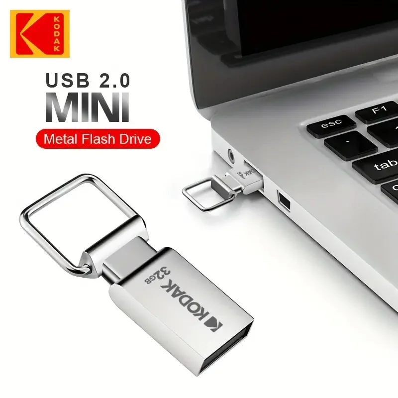KODAK K112 Metall-USB-Flash-Laufwerk 32 GB 64 GB 128 GB USB 2.0 Hochgeschwindigkeits-Speicherstick mit Schlüsselanhänger für PC-Datenübertragung und -Speicher Image