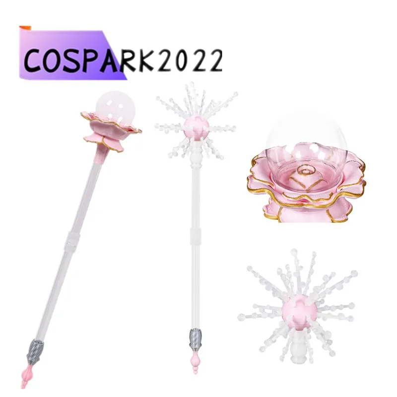 Glinda Rosa Blume Zauberstab Wicked 2, Verkleidung, Damen und Herren, Kostümzubehör, Halloween, Rollenspiel, Fantasia, Karneval, Party-Requisiten Image