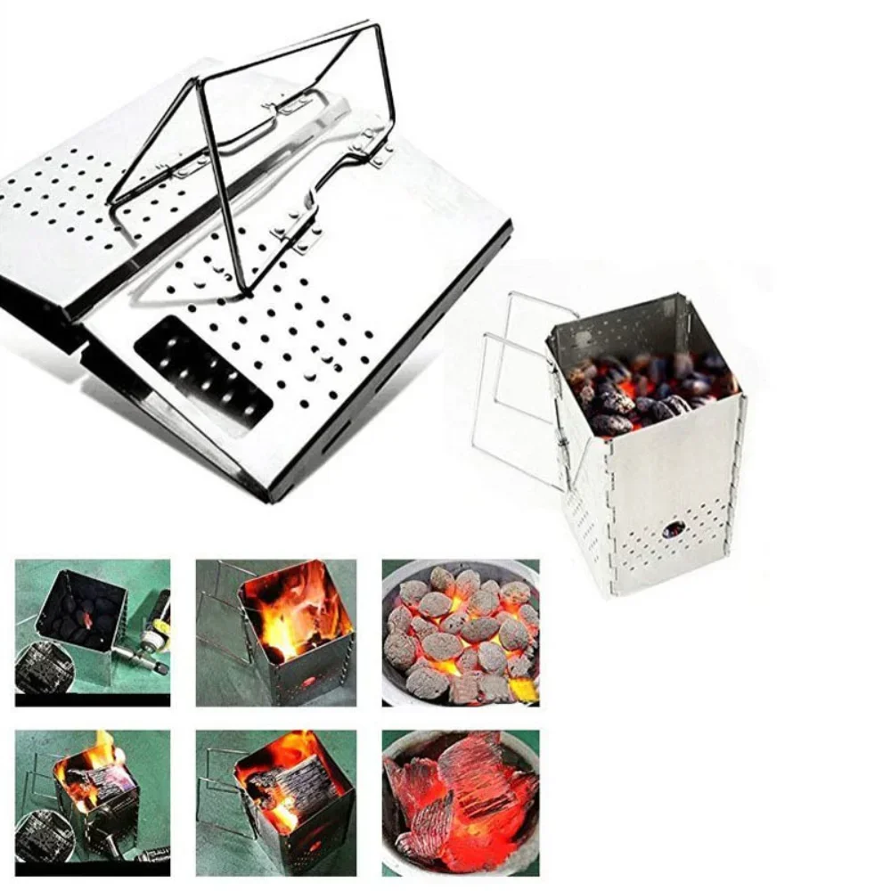 SUS Tragbarer Holzkohle-Starter, Outdoor-Grill, Feuerstarter, zusammenklappbarer Carbon-Herd, BBQ-Grill, Heizofen Image