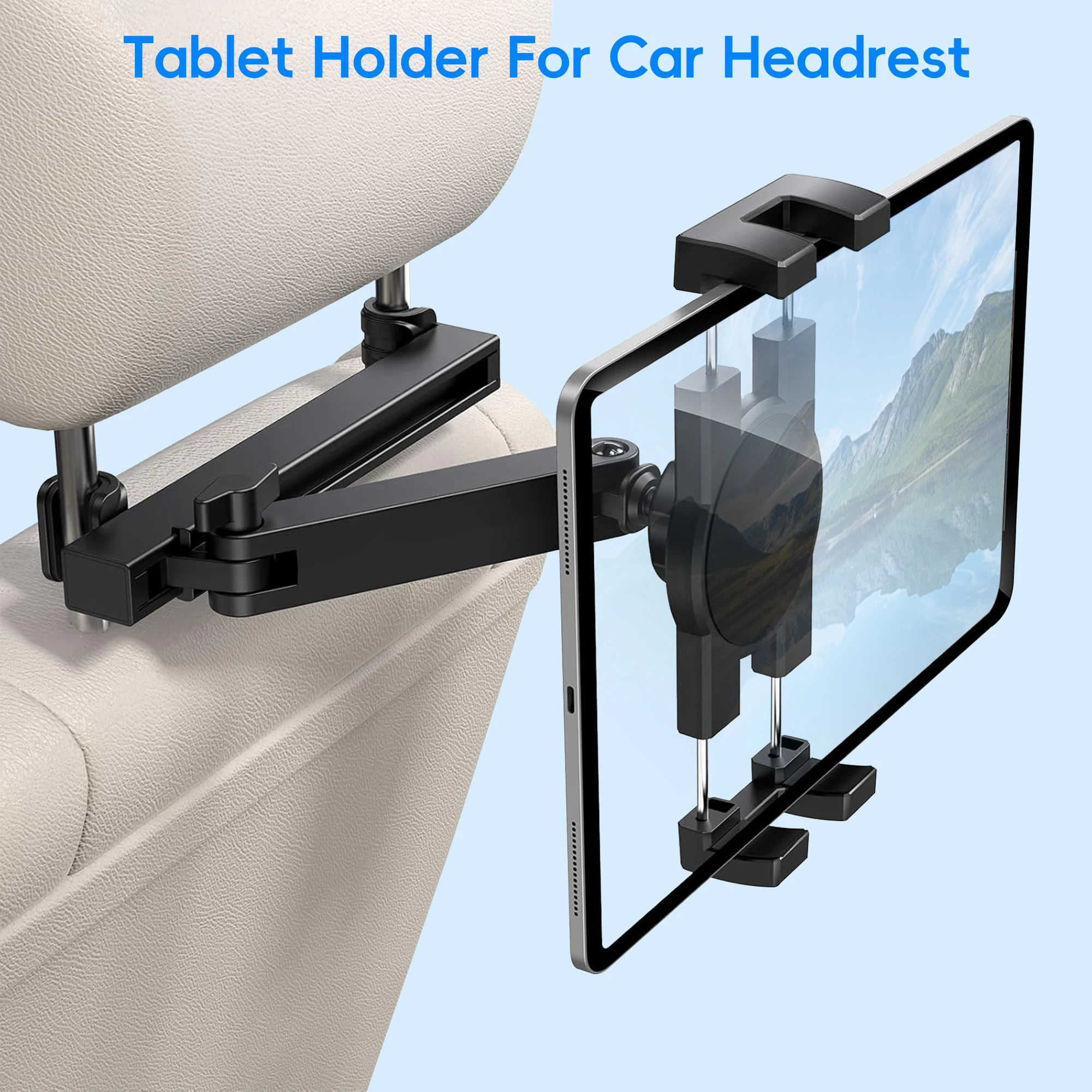 Kopfstützen-Tablet-Halterung, Verlängerungsarm, verstellbare Tablet-Autohalterung für den Rücksitz, Road Trip Essentials für Kinder, für 4,7–12,9 Zoll Image