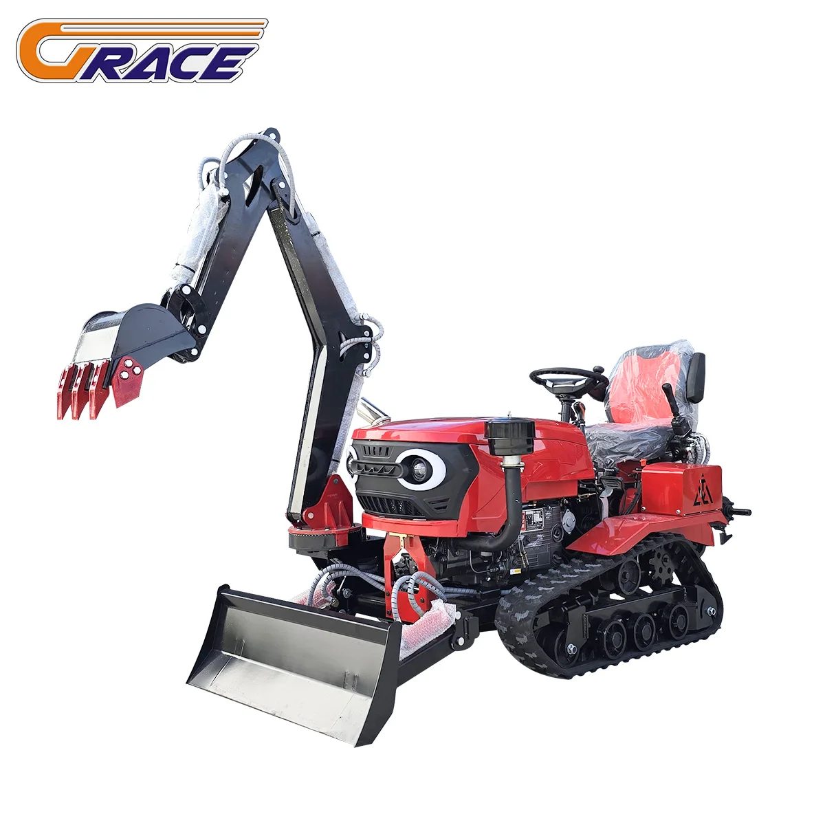 5-in-1-Maschine, weit verbreitete landwirtschaftliche Maschinen, kleine Reisfarmausrüstung, Mini-Raupentraktor mit Bagger zu verkaufen Image