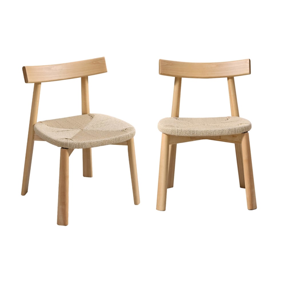 2 chaises scandinaves bois naturel et corde beige