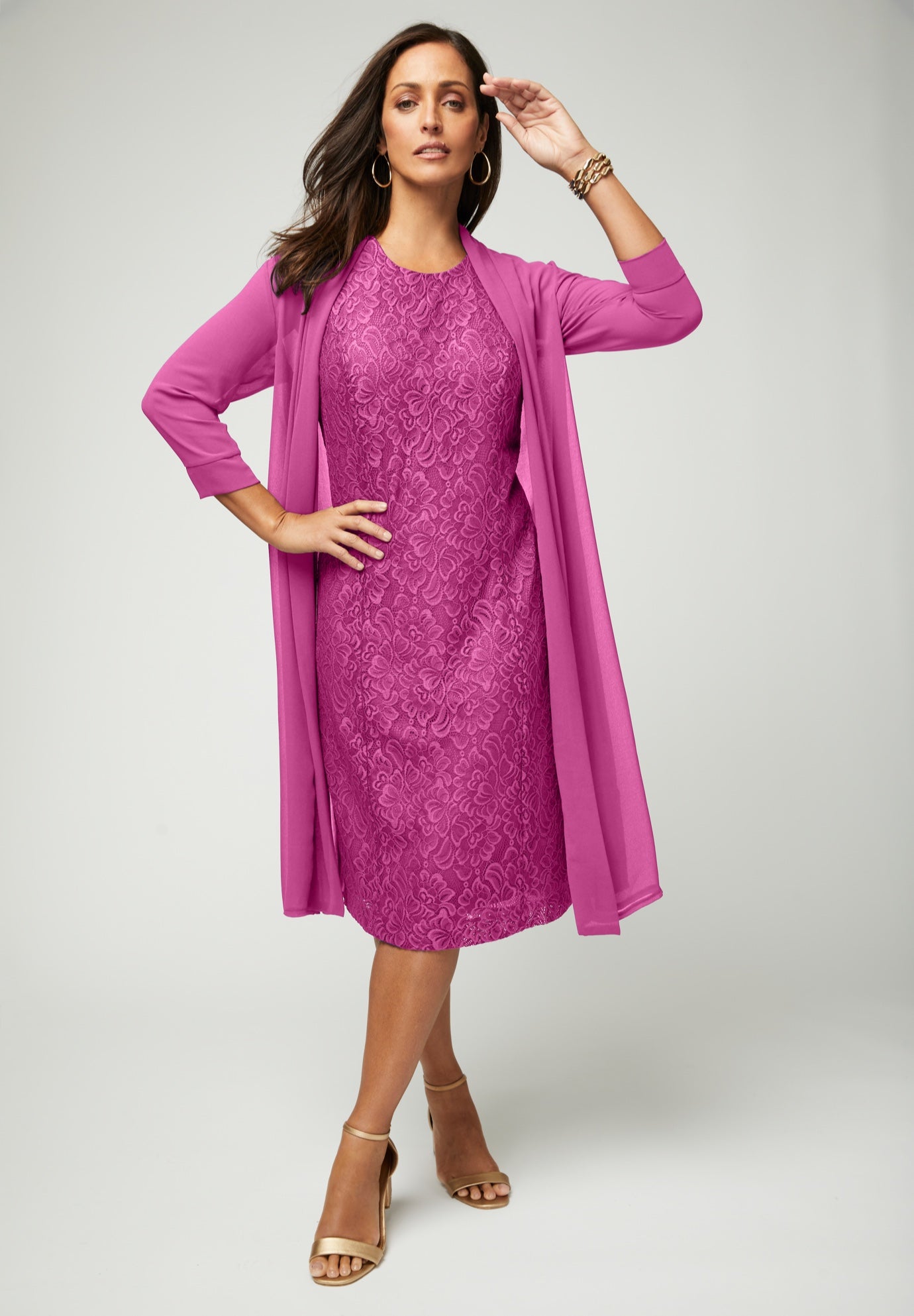 Plus Size Women's 2-Piece Lace Jacket Dress by Jessica London in Raspberry (Size 26 W)