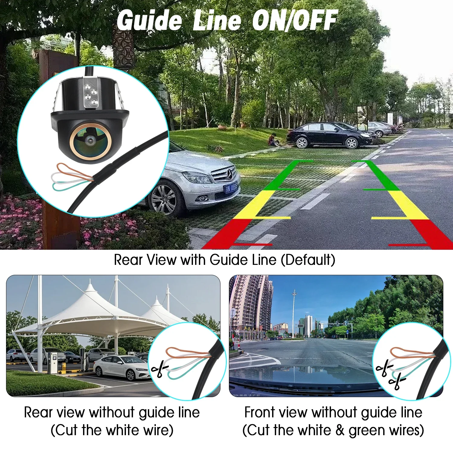 1080P AHD Auto-Rückfahrkamera, Vorder-/Seiten-/Rückansichtkamera, Weitwinkel-Fisheye-Objektiv, HD-Nachtsicht, Rückfahrkamera für Auto Image