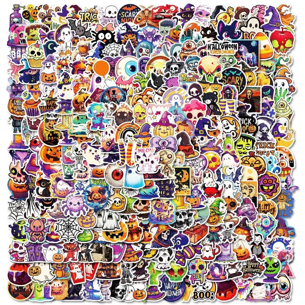 50 Stück Halloween-Graffiti-Aufkleber – Sensenmann, Kürbis- und Totenkopf-Designs für gruselige, festliche Dekoration, AnimeWorlds Store Image