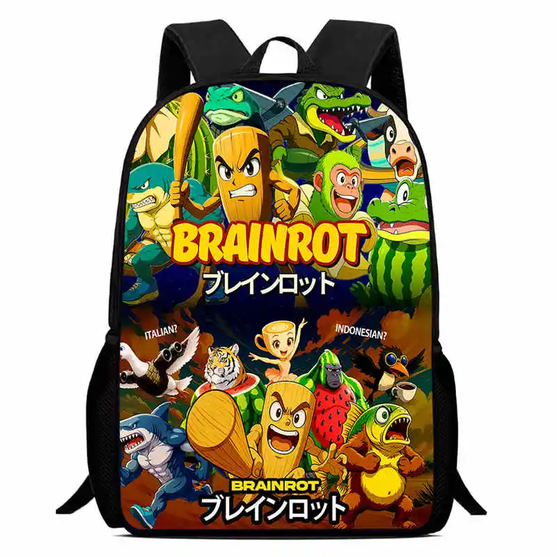 Sac à dos d'école Mochila, sacs d'école de rot de cerveau de dessin animé pour filles et garçons, sacs pour enfants durables et légers pour la maternelle
