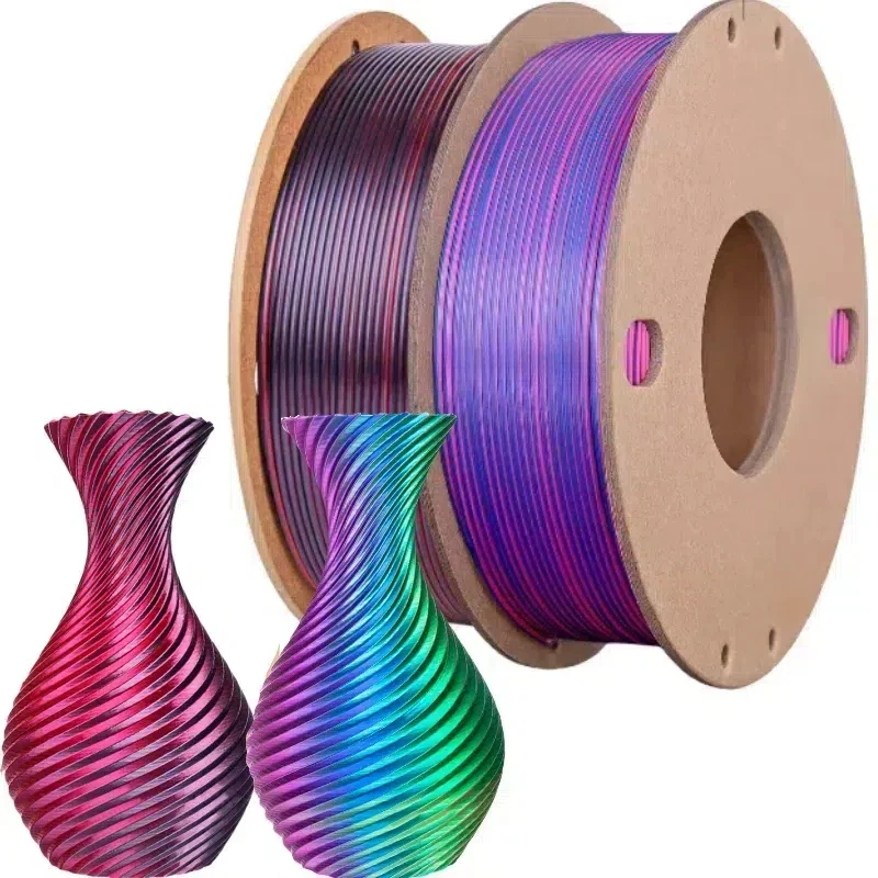 Seiden-PLA-3D-Drucker-Filament 1,75 mm, Maßgenauigkeit +/- 0,03 mm, 500 g (250 g x 2) Packung, passend für die meisten FDM-3D-Drucker ﻿ Image