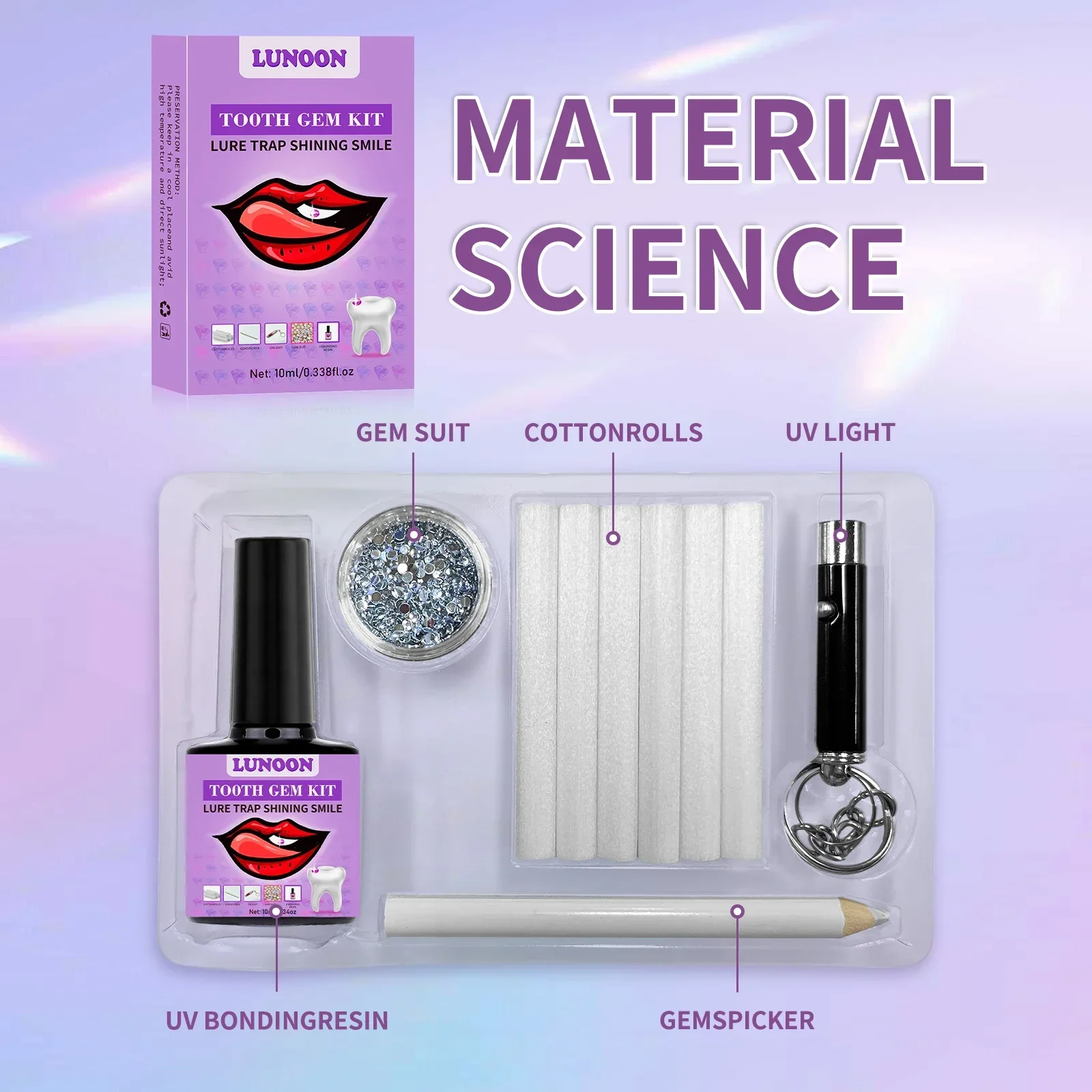 DIY Zahn Edelstein Kit Super Viskose Wasser Diamant Kristall Schmuck Zahn Dekoration Zähne Einfach Entfernen Installieren Zahn Schmuck Kit Image