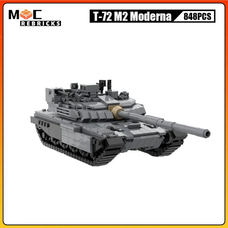 Militärwaffen Armee T-72 M2 Moderna Panzer Gepanzertes Fahrzeug Bausteine Modell Ziegel Spielzeug Track Car Sammlerstücke für Jungen Image