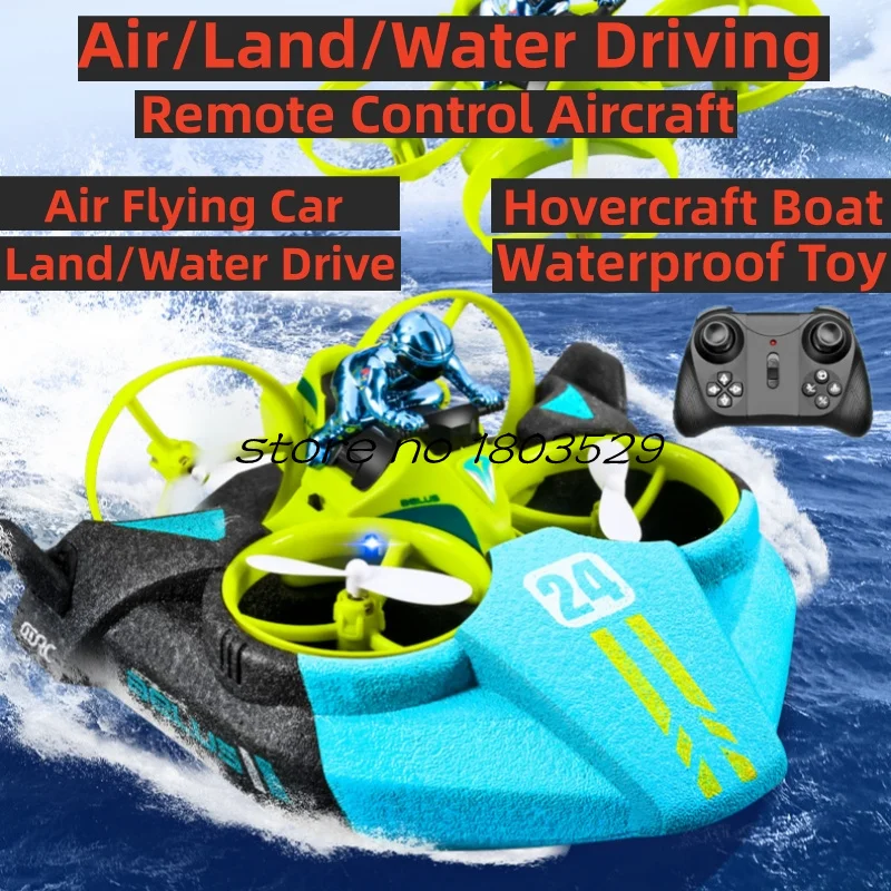 Avion télécommandé Air/terre/eau voiture de conduite Hovercraft quadrirotor 3 en 1 RC Drone jouets pour enfants avion de jeu en plein Air