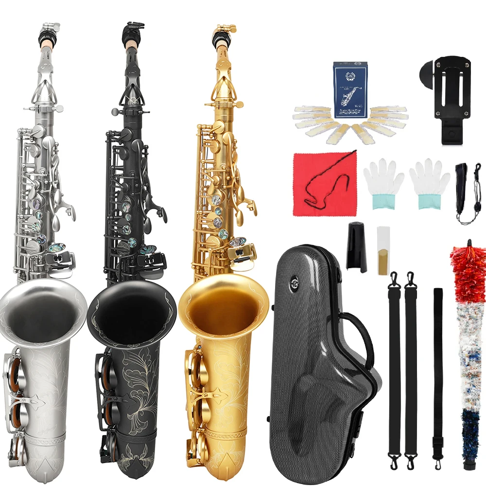 Professionelles Alt-E-Tuned-Saxophon, hochwertiges E-Flat-E-Altsaxophon aus weißem Kupfer mit Koffer und Zubehör Image