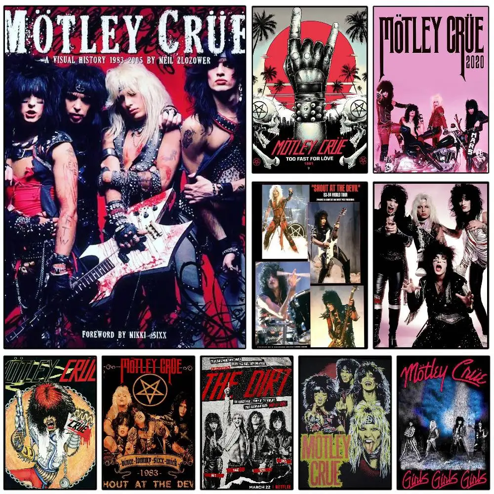 Beliebte Band M-Motley C-Crues Retro-Posterkunst mit Drucken, für Zuhause, Schlafzimmer, Wohnzimmer, Dekoration, Geschenk