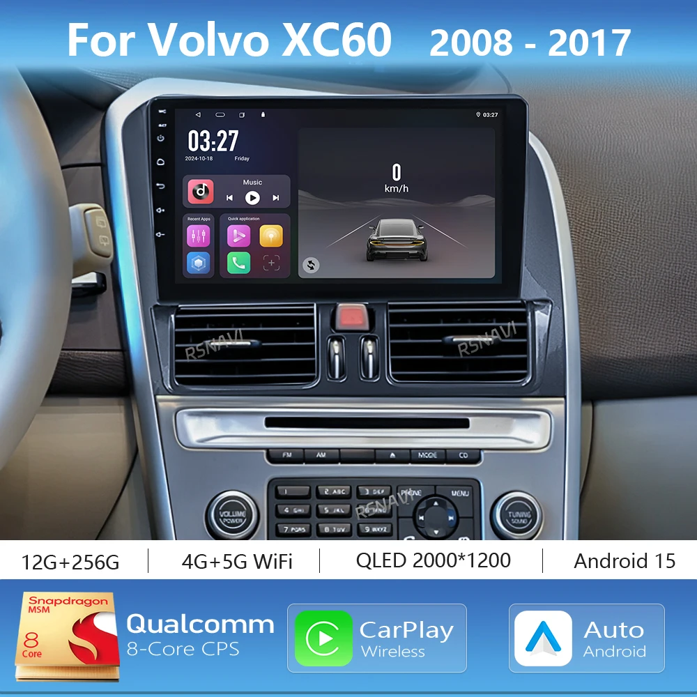 Android 15 Carplay Auto Auto Player Radio Multimedia Für Volvo XC60 que 1 2008-2017 Autoradio DSP GPS Stereo BT 2Din Kopf Einheit Image