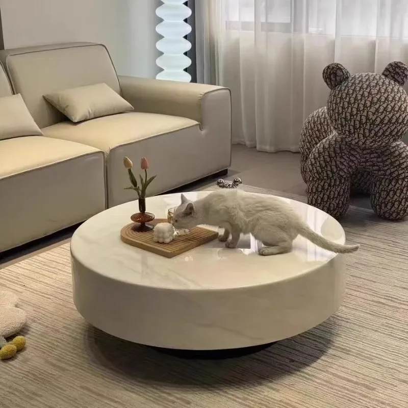 Einzigartiger runder Couchtisch, Designer, rustikal, beige, platzsparender Couchtisch, Dekor, moderne nordische Stoliki Kawowe-Möbel für Zuhause