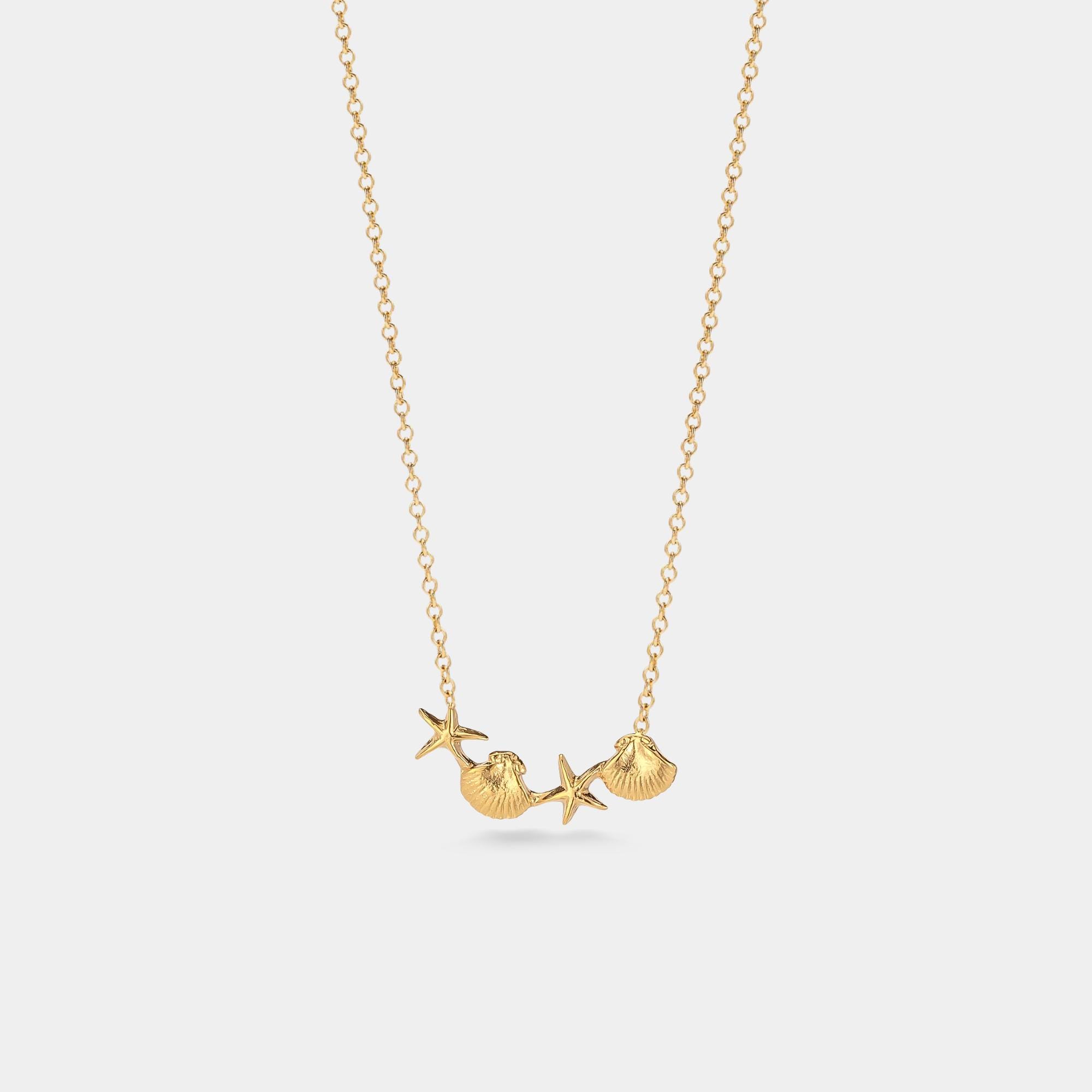 Ciondolo a forma di stella marina con conchiglia PERIMADE * Collana con ciondolo ispirato all'oceano * Gioielli da spiaggia in argento sterling * Rega