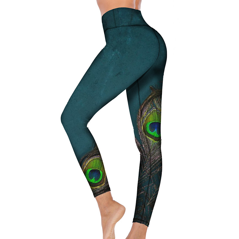 Women's Sports Gym Leggings Yoga Pants High Waist Spandex Jade Winter Tights Leggings 3D Print Tummy Control Butt Lift Clothing Clothes Fitness Gym Workout Running / High Elasticity