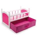 Dolls Wooden Crib Cot Bed With Bedding and Pink Clothes Drawer Storage, Toy