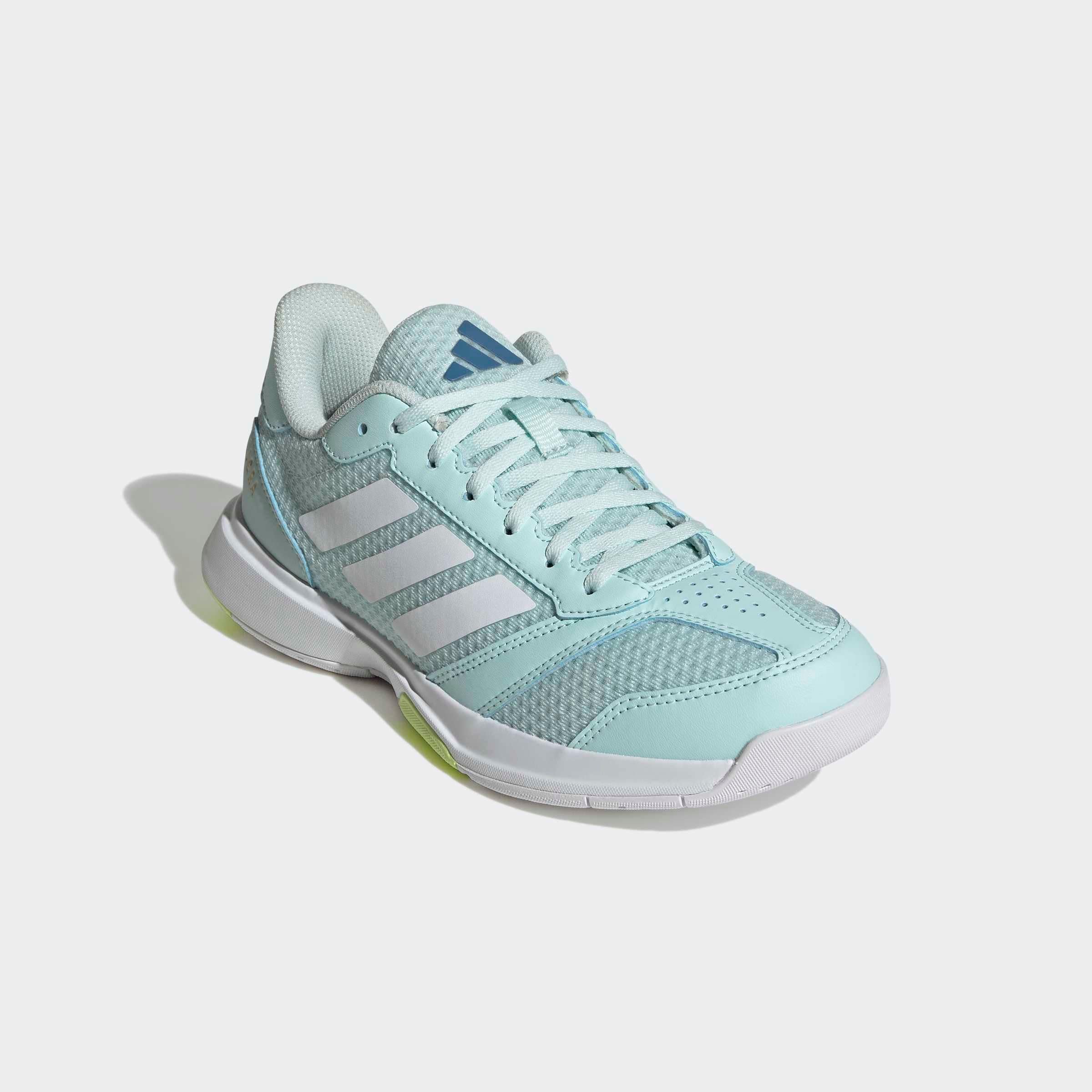 Hallenschuh ADIDAS PERFORMANCE "LIGRA 8 INDOOR", Damen, Gr. 41, halo mint, cloud weiß, hi, res gelb, Synthetik, Textil, Schuhe Hallenschuh