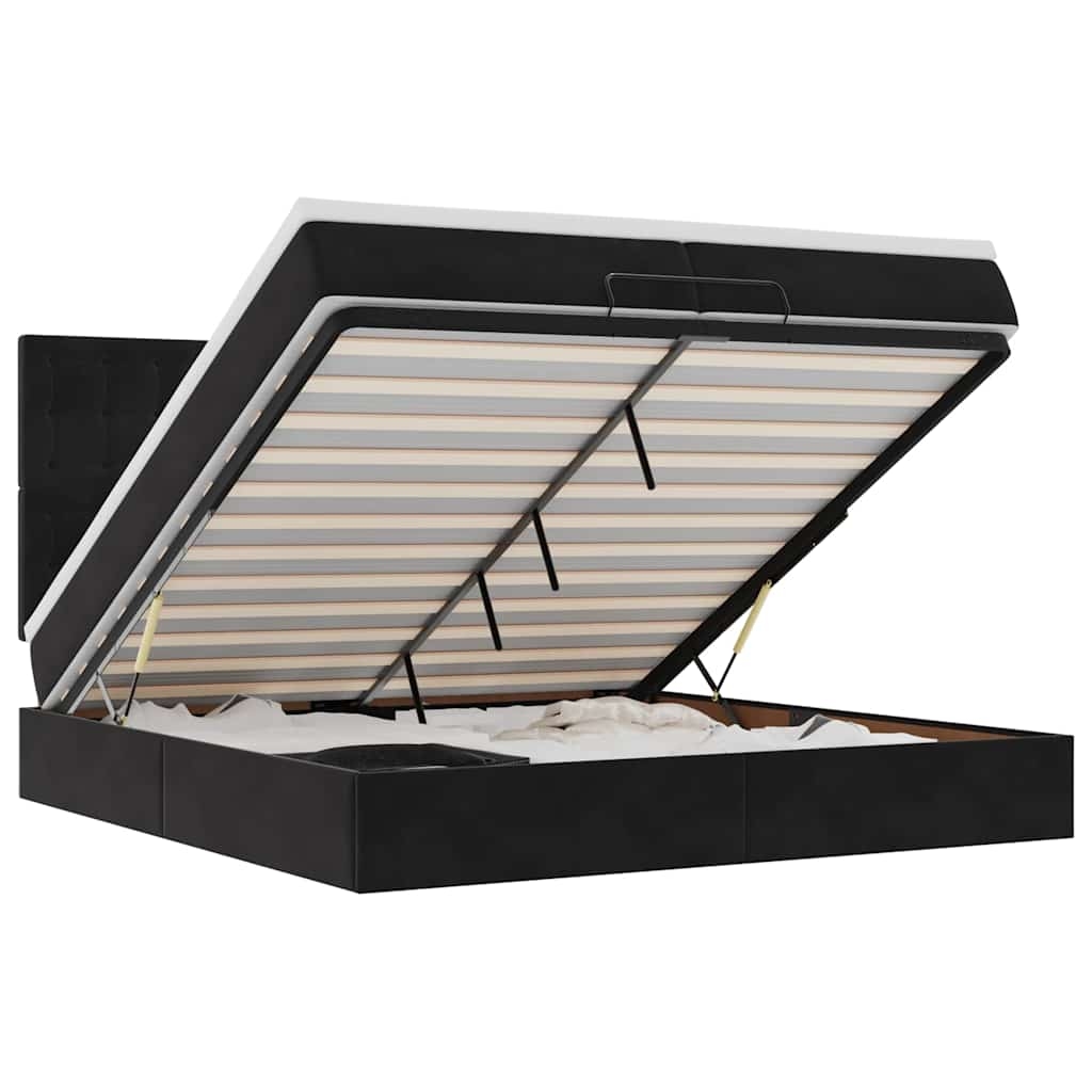 vidaXL Ottoman-Bett mit Matratzen Schwarz 200x200 cm Samt Image