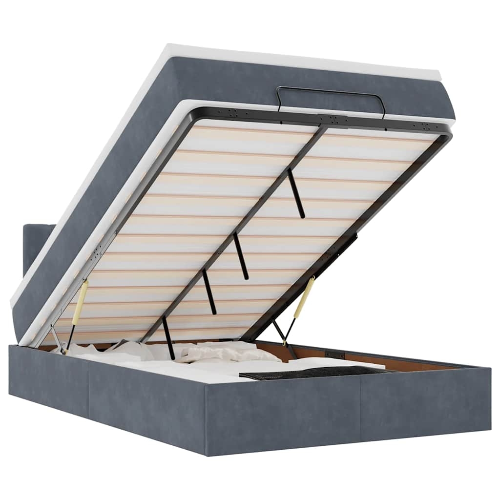vidaXL Ottoman-Bett mit Matratze Dunkelgrau 120x190 cm Samt Image