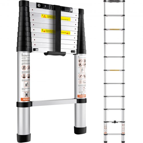 Portable Telescoping Ladder Multi purpose Aluminum Extension Ladder Non slip Feet High LBS Capacity Portable Telescoping Ladder Multi purpose Aluminum Extension Ladder Non slip Feet High LBS Capacity