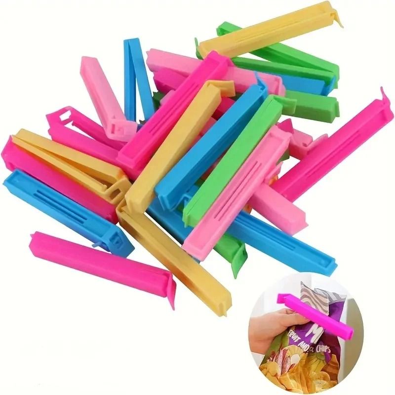 Colorful Reusable Snack Bag Sealing Clips For Fresh Keeping And Kitchen Storage 5 Pcs