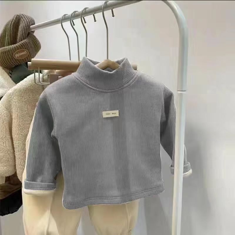 Children Winter Autumn Pullover, Half High Neck Long Sleeve, Baby Clothing Tops For Boys And Girls gray 100 For 3t