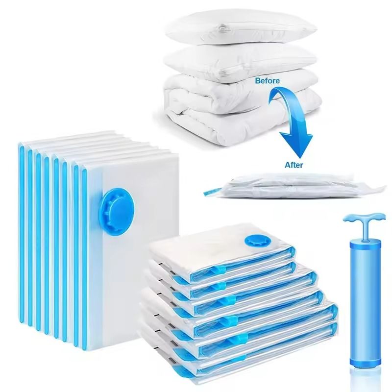 Vacuum Seal Storage Bags Space Saving Clothes & Blanket Organizer Bags 19.67 X 27.56 In 3 Packs With Pump
