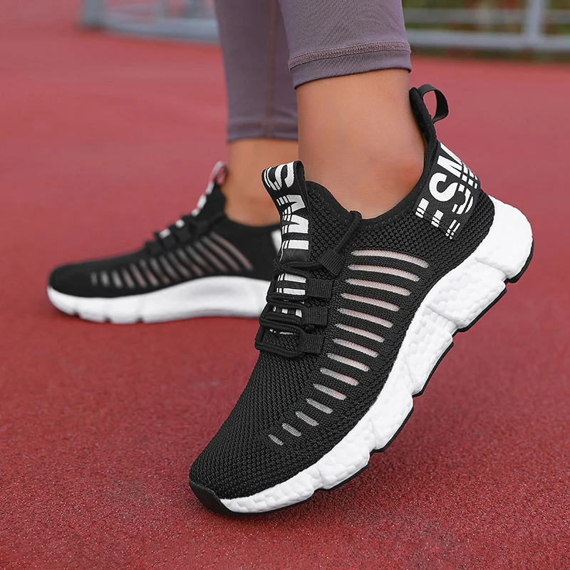 Breathable Casual Sneakers For Women Lightweight Running Shoes Outdoor Sports Shoes Walking Vulcanized Athletic Woman black 39