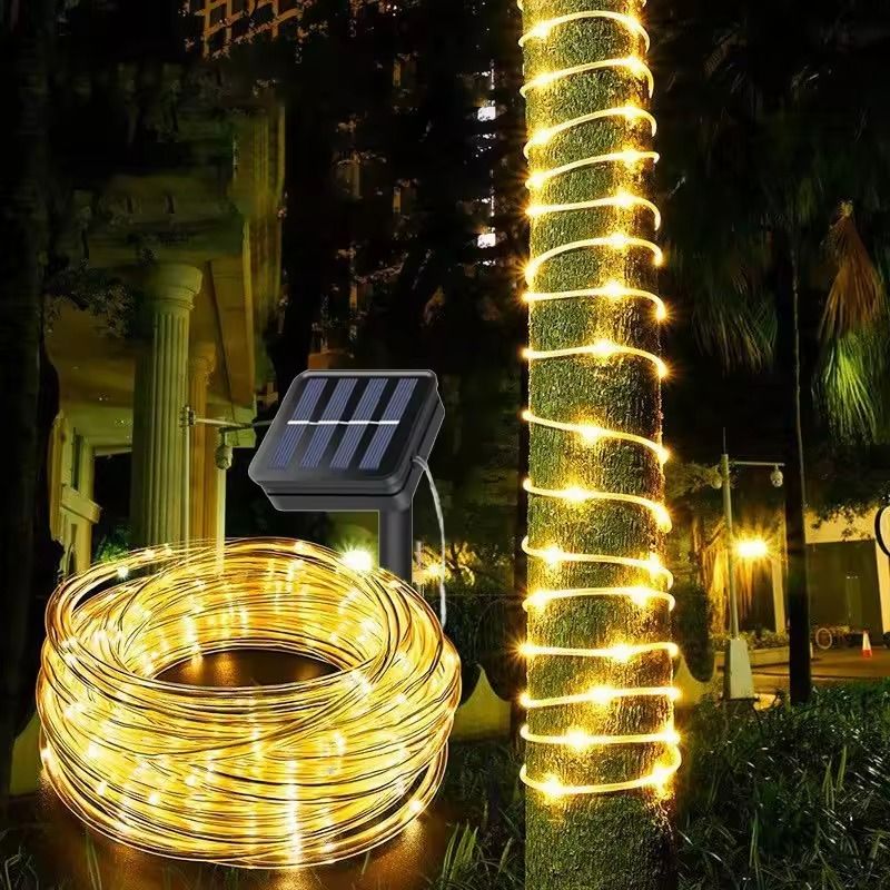 100 LED Solar Tube String Light Warm White Outdoor Garden Light green 5 M (50 Leds)
