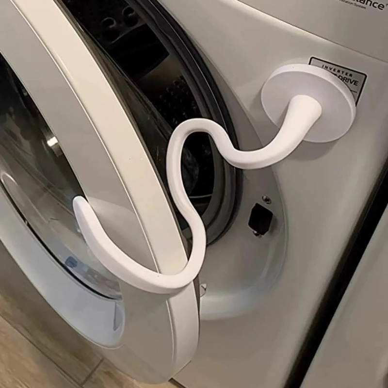 Strong Magnetic Washing Machine Door Bracket, Snake Shaped Silicone, Front Door Magnet white