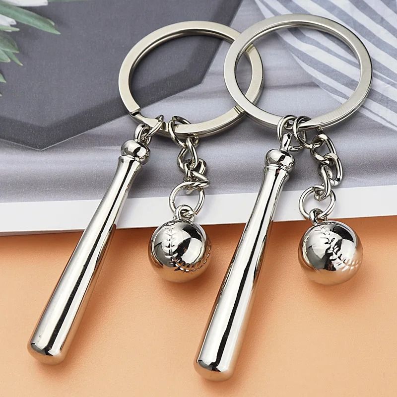 Baseball Keychain With 3D Ball And Bat Pendant Baseball Keychain With 3D Ball And Bat Pendant