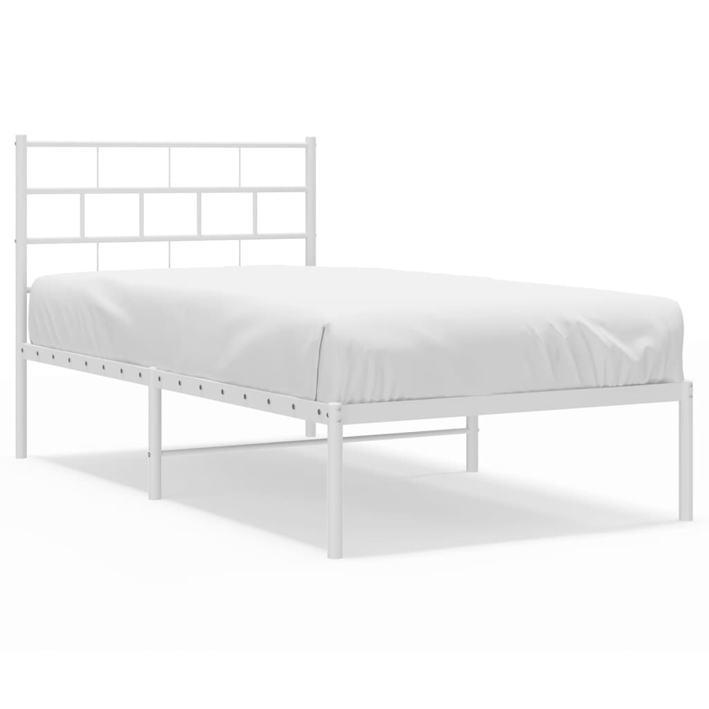 vidaXL Metallbett ohne Matratze mit Kopfteil Weiß 75x190 cm Image