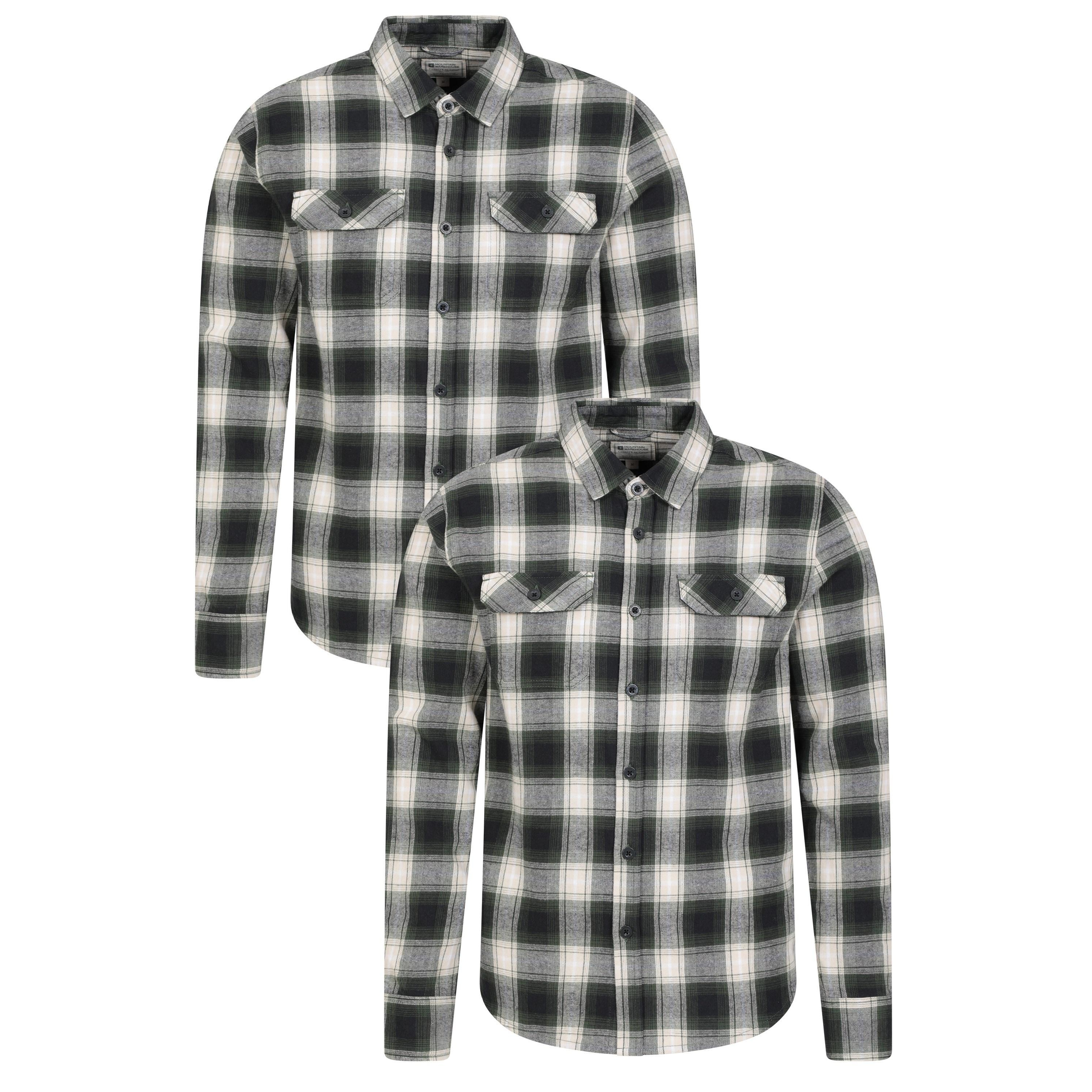 Mountain Warehouse - "Trace" Hemd für Herren, Flanell (2er-Pack) (Dunkelgrün) Image