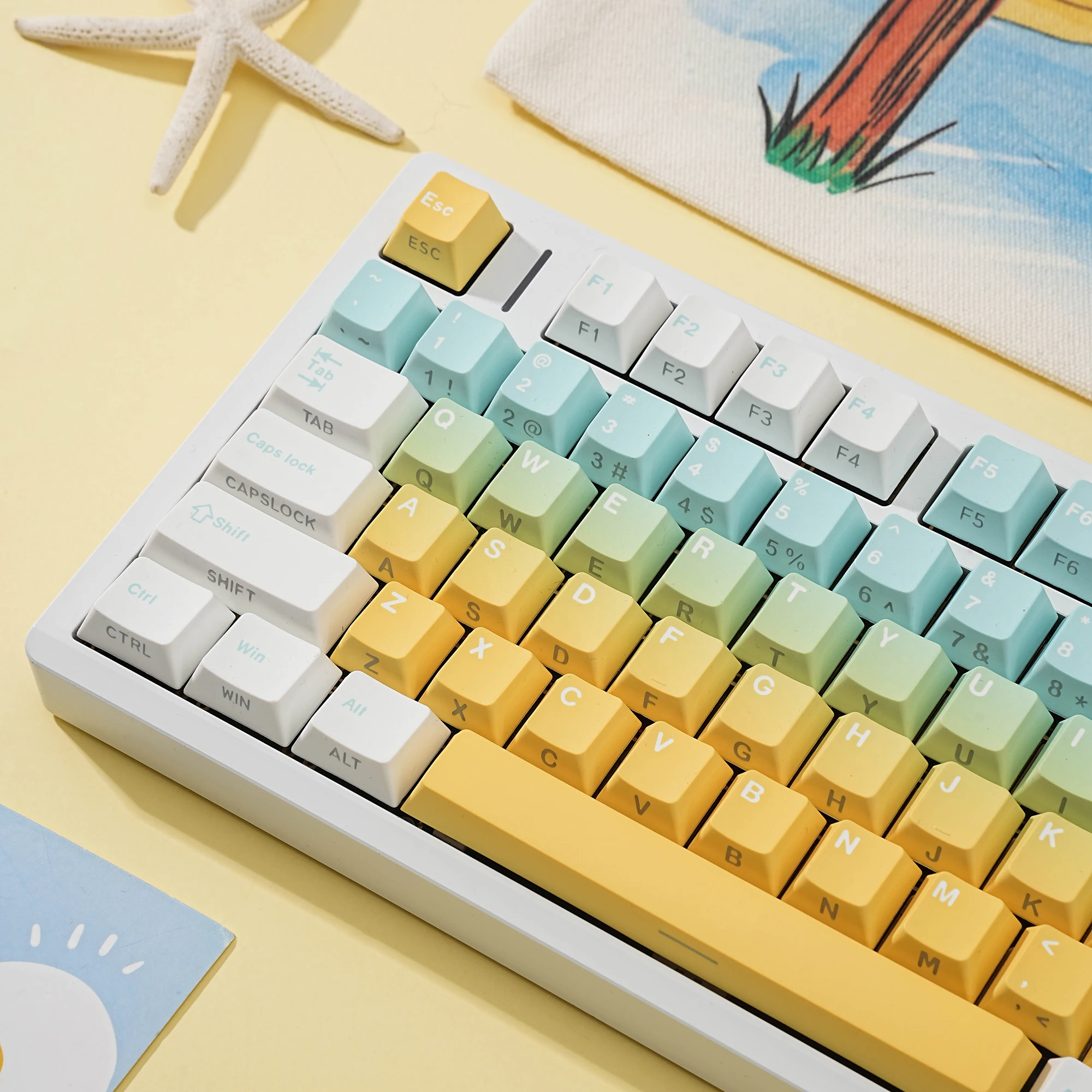 JCM Tastenkappen Shallow Dream Dye-Sub PBT Seitenlicht Kirschprofil Deutsch Spanisch Koreanisch Französisch Für mechanische Tastatur Regen Image
