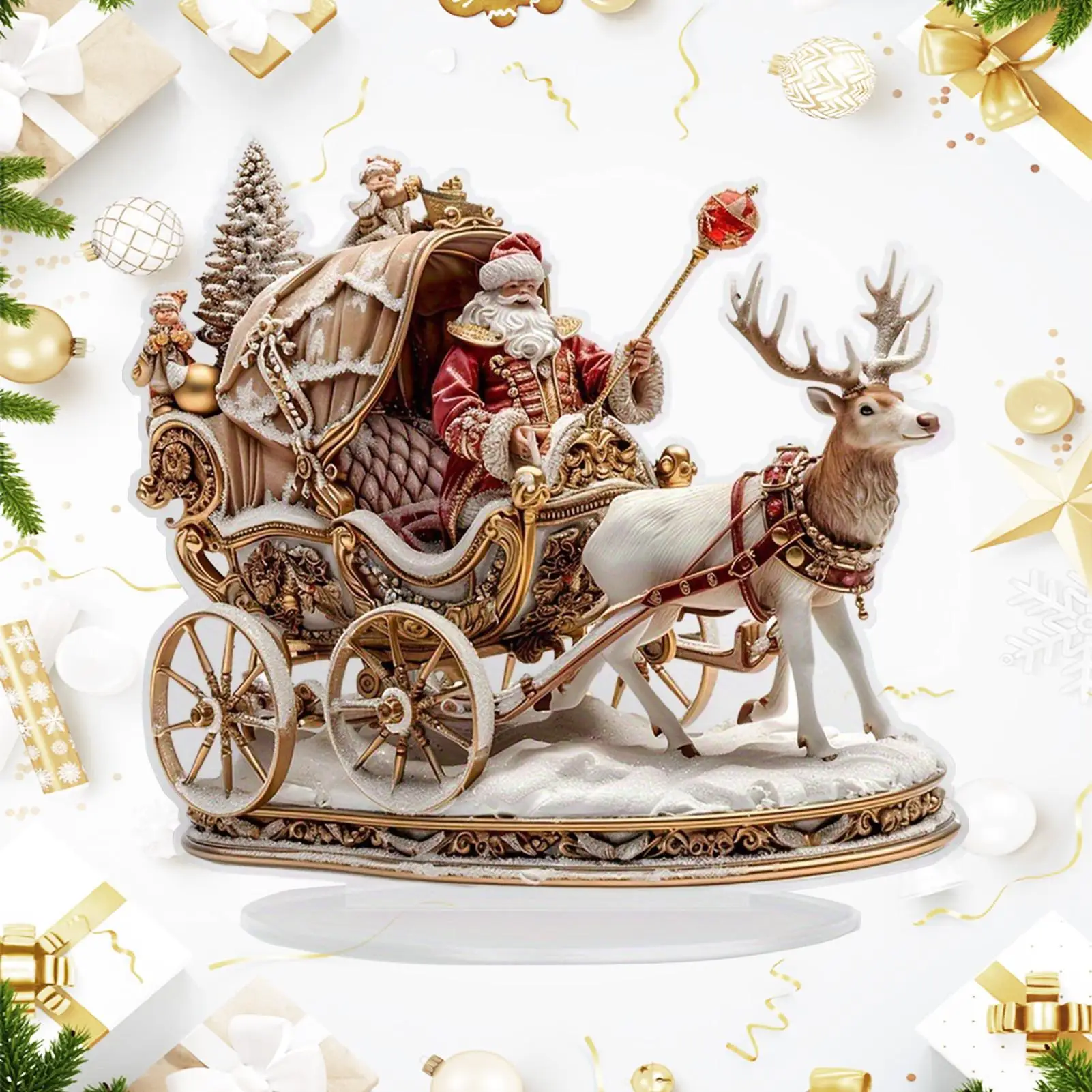Santa Claus Rentier Desktop Decor 2D Acryl Tisch Ornament Hause Weihnachten Dekorationen Urlaub Party Gefälligkeiten Atmosphäre Requisiten Image