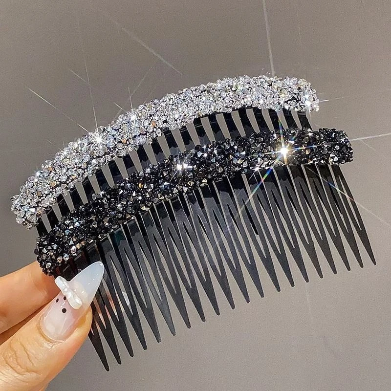 Neue Strass Kamm Pony Haar Clip für Frauen Geflecht Gebrochene Haarnadel Eingesetzt Kamm Druck Pin Mädchen Haar Zubehör Image
