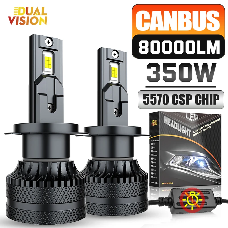 Faro LED per auto H7 LED H4 H1 H8 H9 H11 HB3 HB4 9005 9006 9012 6000K Bianco 350W 80000LM Lampada LED automatica Turbo Fendinebbia 12V 2 pezzi