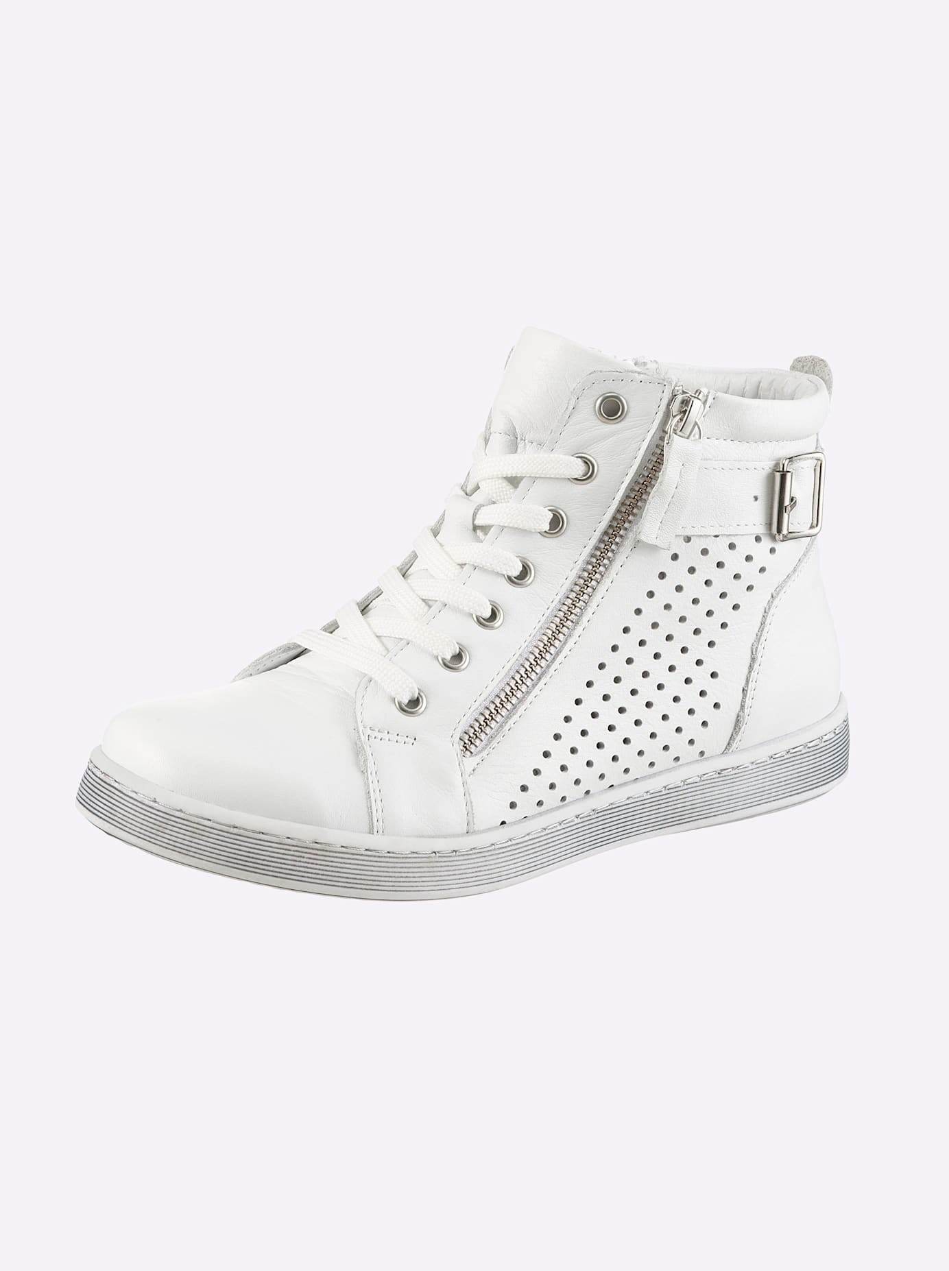 Schnürstiefelette ANDREA CONTI, Damen, Gr. 42, weiß, Glattleder, Leder, Rindsleder, Schuhe Schnürstiefelette