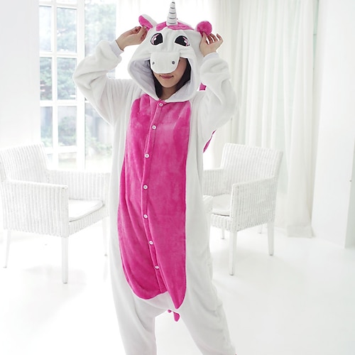 Karnevalskostüm Tier Einhorn Zeichentrick Karneval Kigurumi-Pyjamas Ausgefallene Kostüme Gruppenkostüm Warm Bequem Erwachsene Unisex Männer und Frauen Halloween Karneval Leistung Party Hausbekleidung Image