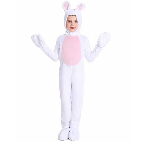 Karnevalskostüm 2026 Kigurumi-Pyjamas Ausgefallene Kostüme Onesie-Kostüm Kaninchen Hase Niedlich Mit Kapuze Fleece Kinder Jungen Mädchen Karneval Ostern Party Leistung Hausbekleidung Verkleiden Image