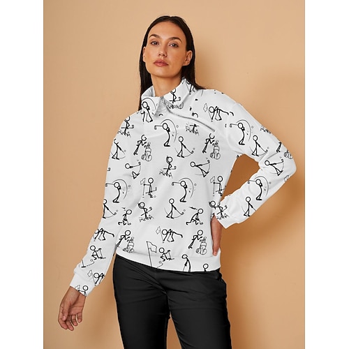Damen Golf-Pullover Weiß Langarm Oberteil Damen-Golfkleidung, Kleidung, Outfits, Kleidung Image