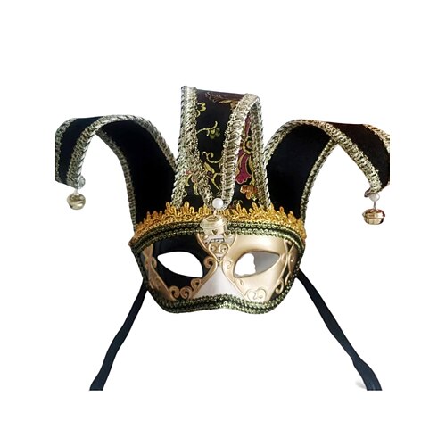 Damen Barocke Gaukler Venezianische Maskerade-Maske - Rote und goldene Samt Karneval Kostümazubehör für das Venedig Festival Mardi Gras und Maskerade-Partys Image