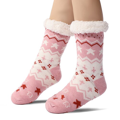 Ultradicke Kaschmir-Haussocken für Damen, rutschfeste, flauschige Haussocken mit Noppen, warme, kuschelige Weihnachtssocken, weiche Wintersocken Image